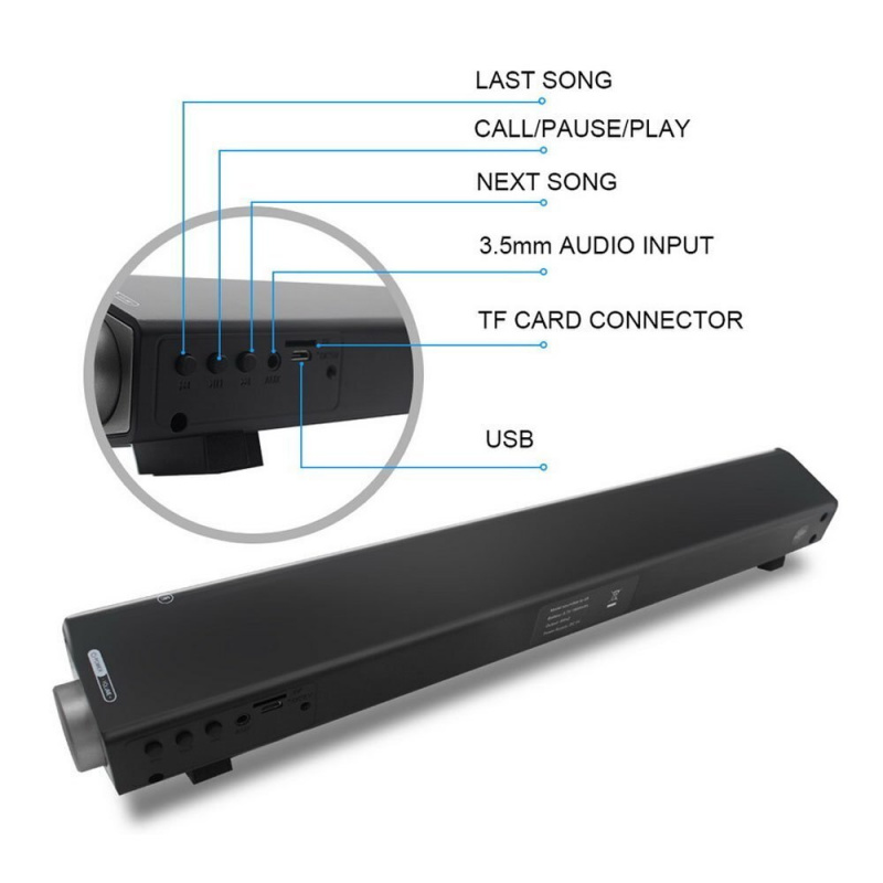強勁的超低音條形音箱無線藍牙立體聲條形音箱通道 3.0 電視電腦帶 3.5 毫米輔助 TF 卡 LED 微型