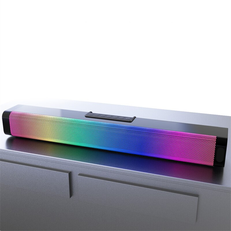 帶七彩燈光的電視電腦音箱家庭影院條形音箱藍牙無線臥室 RGB 音箱便攜式立體聲音頻 20W