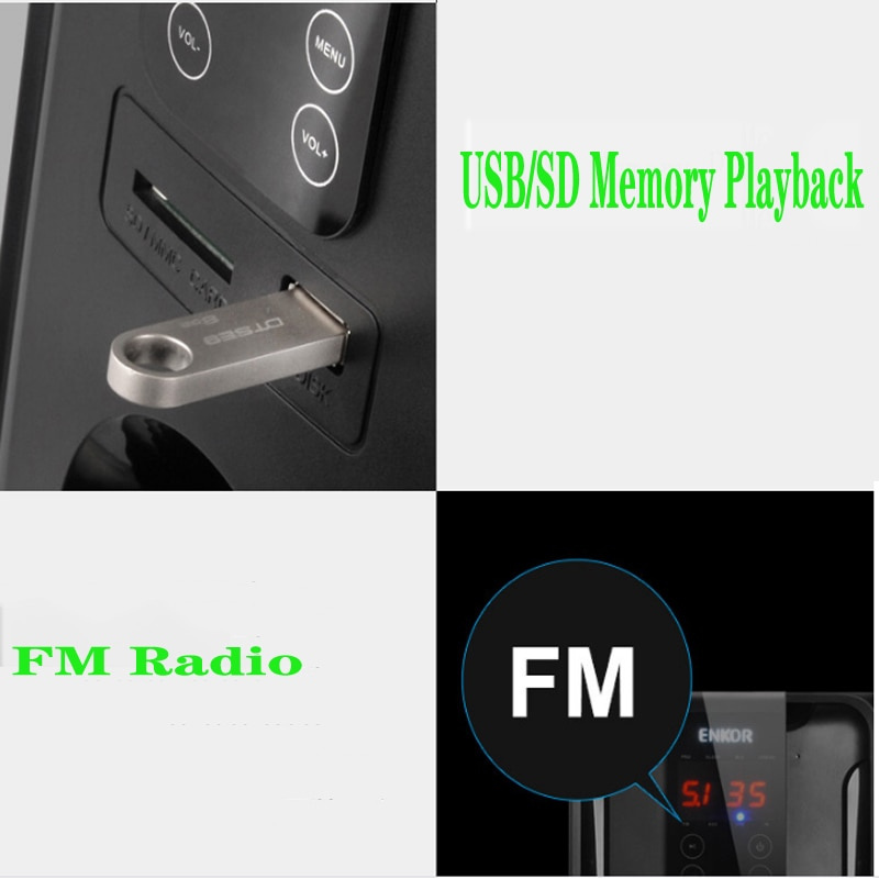 4.1 藍牙音箱 5.1 聲道家庭影院揚聲器系統 3D 環繞聲兼容  USB SD FM 收音機電視電腦