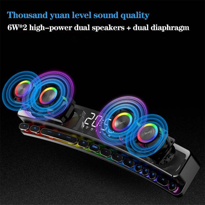 SOAIY SOAIY SH39無線藍牙RGB遊戲音箱立體聲低音炮USB AUX TF PC電腦音棒遊戲音棒