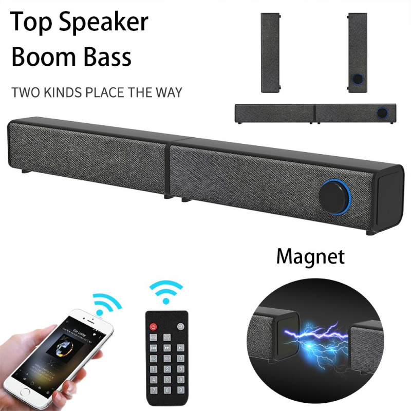 TOP Magnet TV Sound Bars 無線藍牙 5.0 揚聲器可拆卸 Soundbar Boom Bass 家庭影院揚聲器適用於電視 PC 智能手機