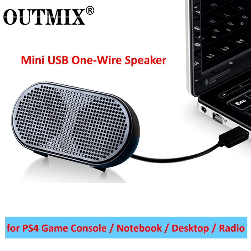 OUTMIX Portable Sound Box Mini Speaker USB Powered Stereo Computer Speaker Loudspeaker Subwoofer for PS4 Game Notebook Laptop PC