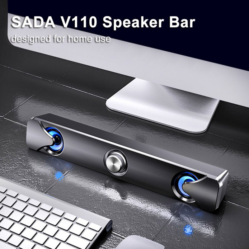SADA V110 電腦音箱 3.5 毫米有線電腦條形音箱 USB 供電 V-105 V-103 V-108 V-102 條形音箱適用於電視 PC 筆記本電腦