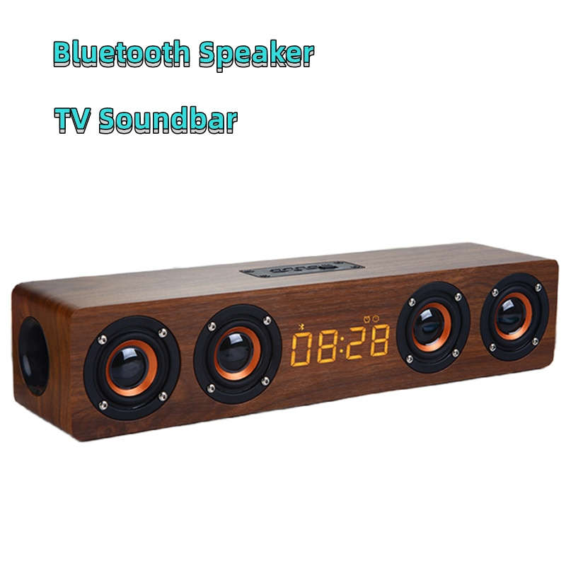 20W 木質藍牙音箱 4 揚聲器條形音箱電視回音壁家庭影院音響系統 HIFI 音質音箱適用於 PC TV