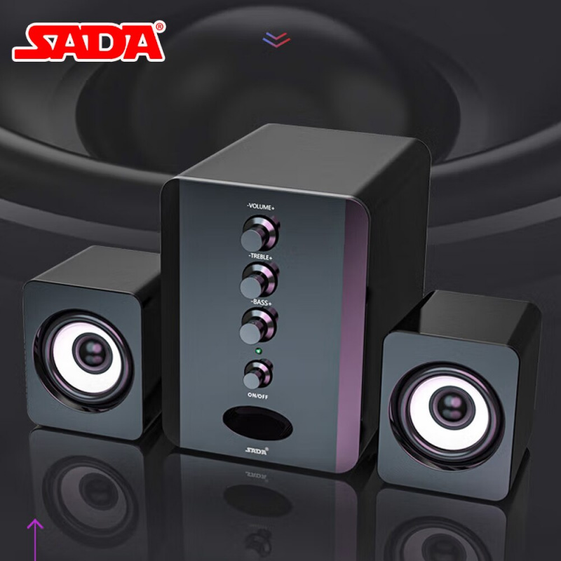 SADA D-202 USB有線組合音箱電腦音箱LED七彩燈光重低音立體聲音樂播放器低音炮音箱