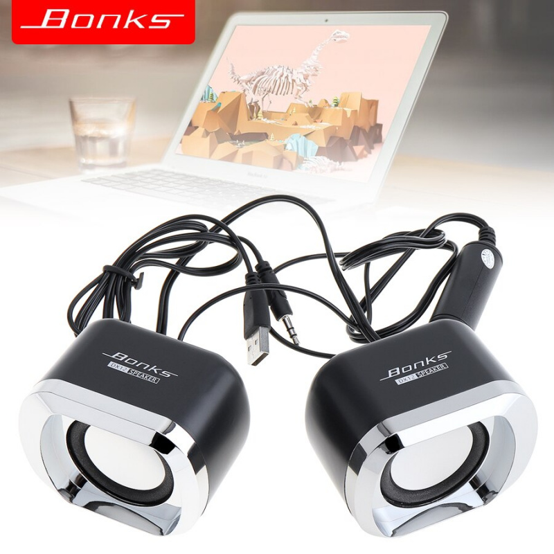 Bonks DX12 便攜式 USB2.0 低音炮小型揚聲器帶 3.5 毫米音頻插頭和 USB 電源插頭適用於台式機筆記本電腦 MP3 電話
