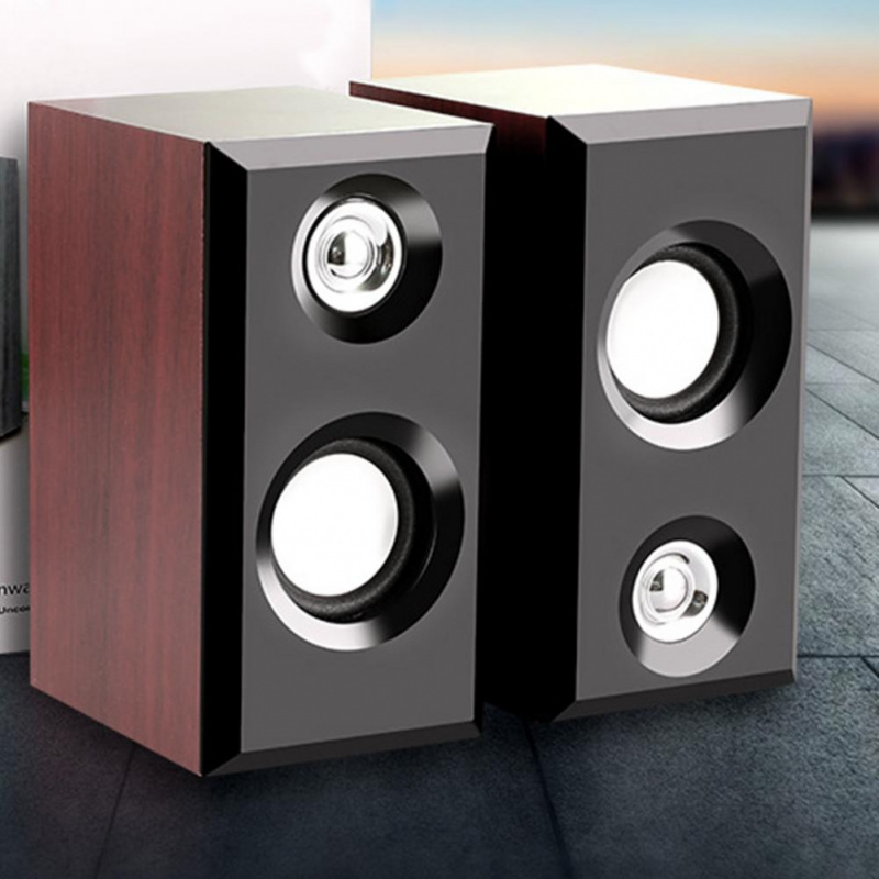 木質揚聲器 1 對經典堅固的音頻系統木質桌面揚聲器適用於電視