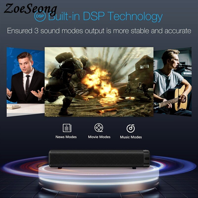 Soundbar for TV Wireless Bluetooth 5.0 Speakers Home Theatre System Computer Speakers Stereo Boombox with Subwoofer 音箱