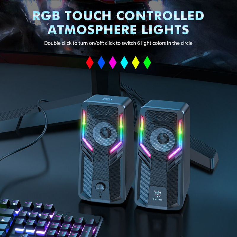 G6 遊戲有線音箱遊戲立體聲音箱 PC 音箱便攜式 RGB 背光揚聲器帶 3.5 毫米音頻插孔適用於台式機
