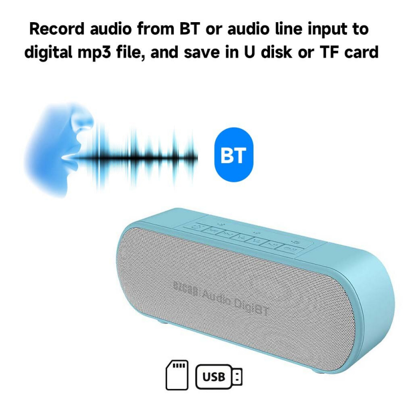 BT 錄音機 BT 音頻轉 MP3 數字轉換器支持 U 盤 TF 卡音樂播放 1200mAh 電腦鋰電池揚聲器