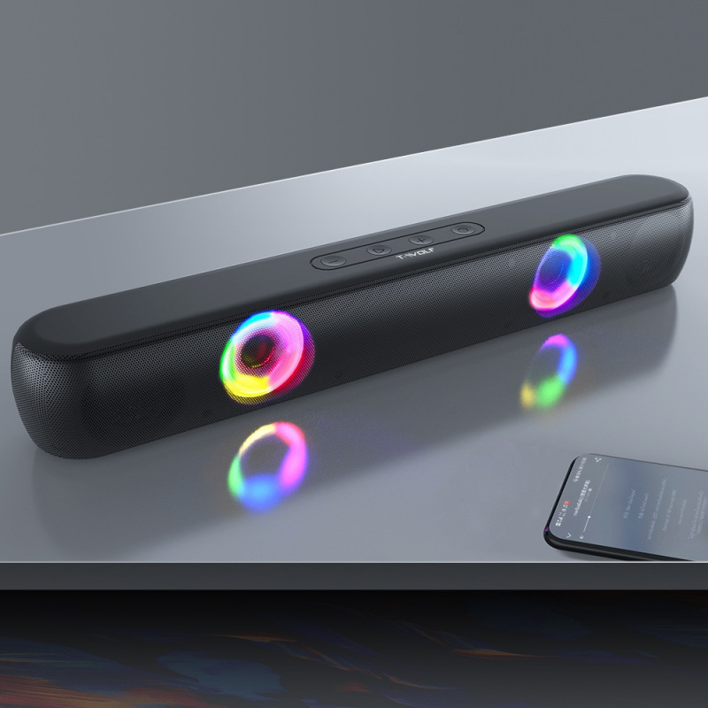 長條RGB發光藍牙音箱BT320手機電腦遊戲家用立體聲3D高音質TypeC音箱