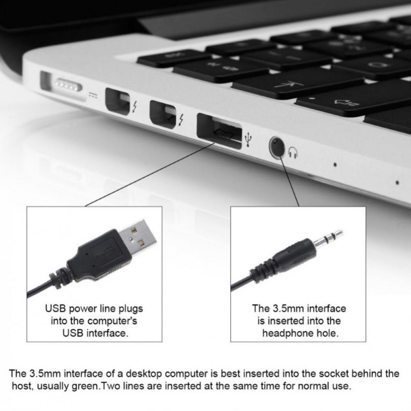 USB 2.1 有線電腦音箱便攜式低音立體聲低音炮音樂播放器揚聲器 USB 有線音箱適用於 PC 電腦