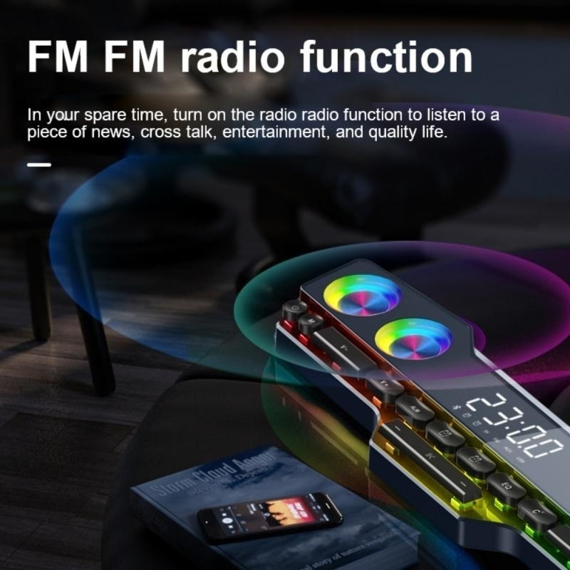 帶時鐘顯示功能的條形音箱新款無線 RGB 遊戲音箱 3D Hifi 立體聲條形音箱音樂中心 PC 音箱推薦
