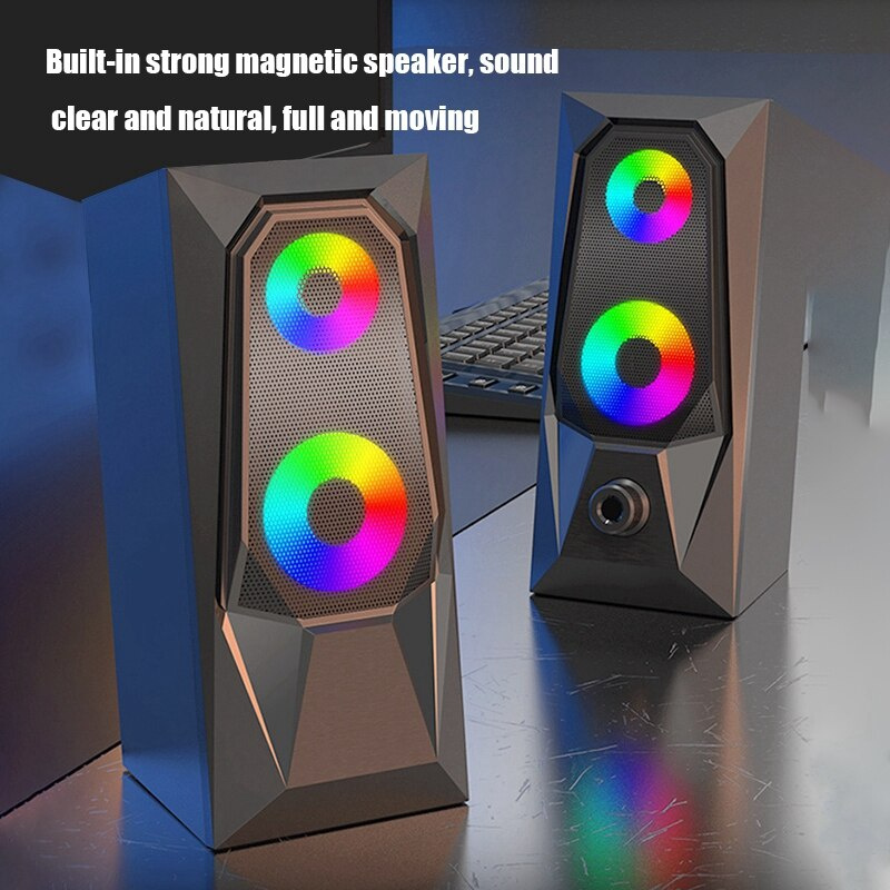 特賣電腦音箱電腦 K7 音箱 7 色 LED 效果高品質高清音效發光 RGB 台式電腦音響