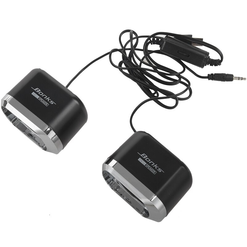 2 個 USB 2.0 筆記本電腦揚聲器有線立體聲迷你電腦揚聲器適用於台式機筆記本電腦 MP3 MP4 3.5 毫米 AUX IN 黑色