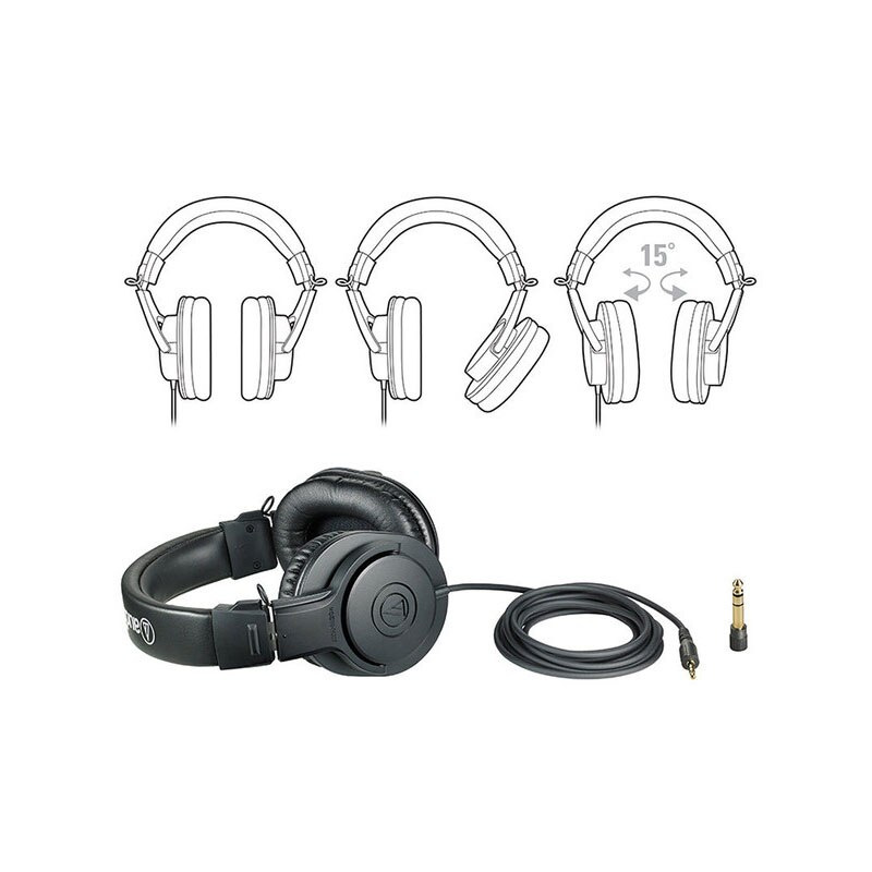 原裝Audio Technica ATH-M20X M20X電腦PC頭戴式專業錄音監聽耳機