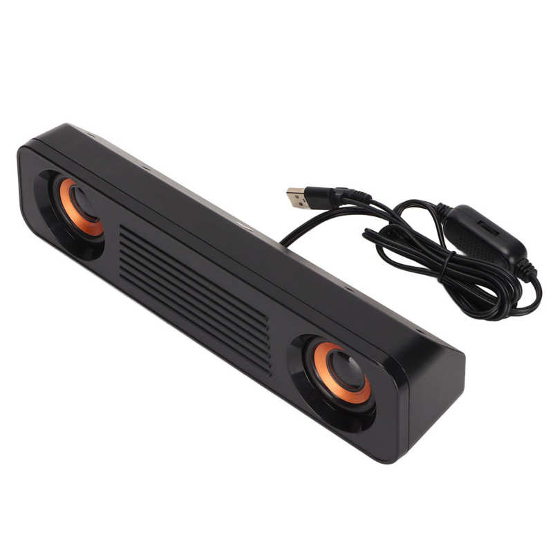 有線揚聲器高保真立體聲低音炮 USB 供電 3.5 毫米插頭便攜式桌面長揚聲器 60Hz-20kHz 適用於電視筆記本電腦