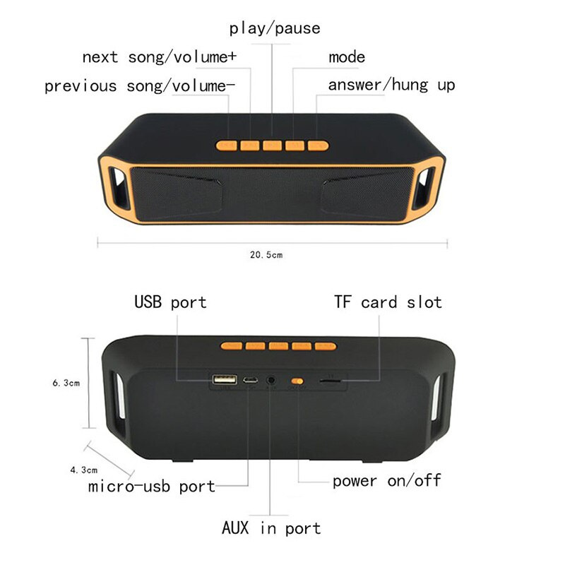 戶外藍牙無線揚聲器適用於電腦筆記本電腦音樂播放器便攜式低音炮揚聲器帶 TF 卡 USB AUX 支持