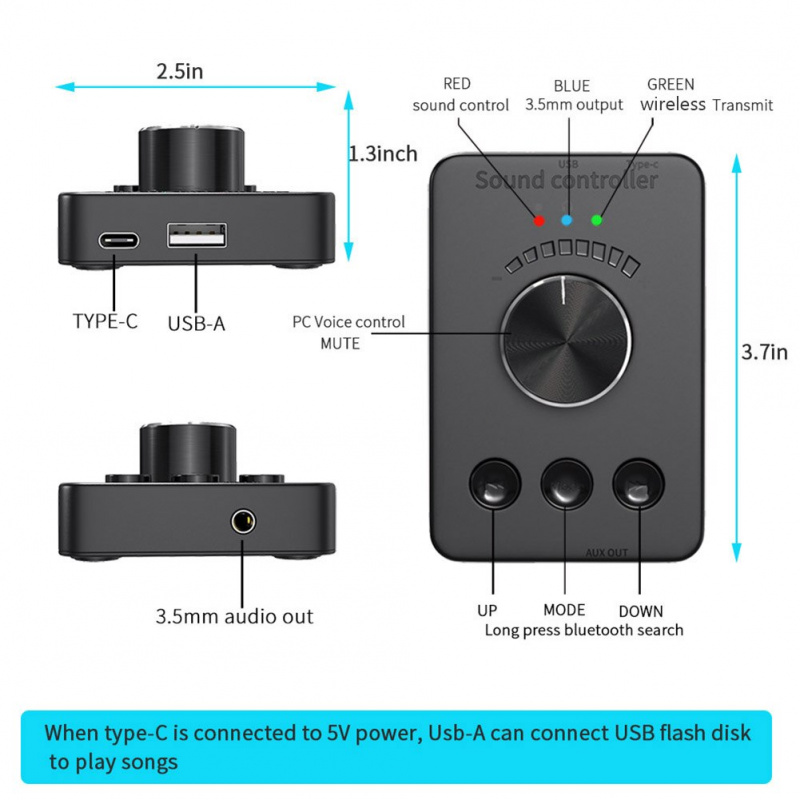 3 種模式 USB 音量控制器外部音頻音量控制調節旋鈕適用於 PC 電腦揚聲器配件