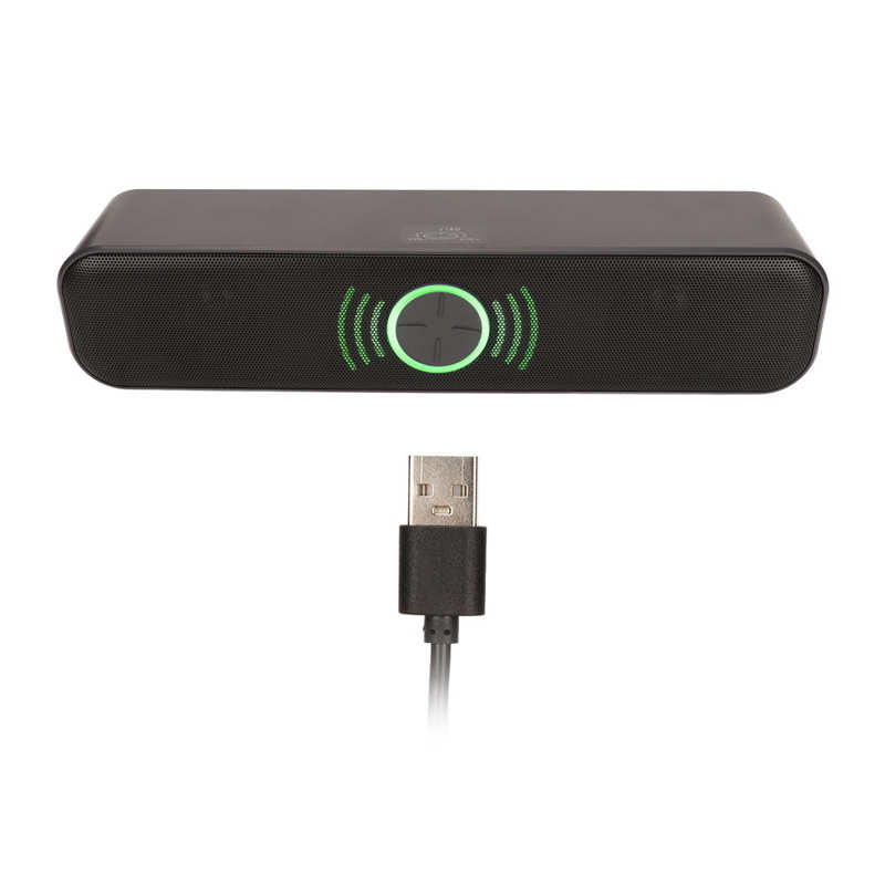 電腦音箱 USB 有源立體聲 2 通道即插即用 RGB 電腦音箱黑色