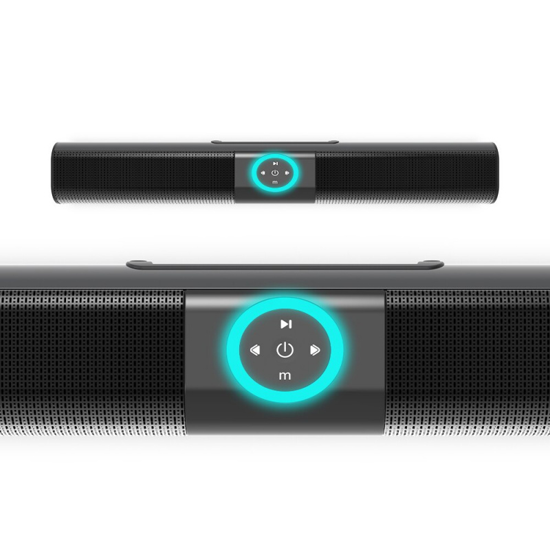 電視 Soundbar 5.0 藍牙音箱便攜式低音炮帶彩色環形 LED 燈 FM 收音機 USB AUX TF 卡適用於電腦電視 BS20A