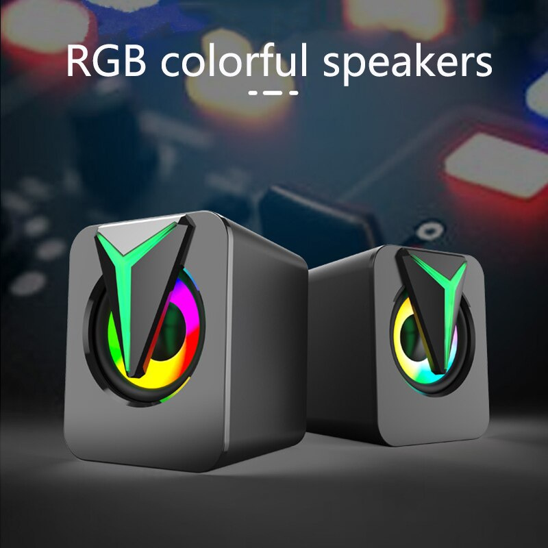 全新電腦台式音箱RGB七彩燈效時尚小音箱3D環繞立體聲低音炮迷你音箱