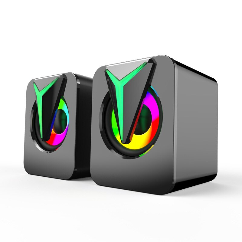 全新電腦台式音箱RGB七彩燈效時尚小音箱3D環繞立體聲低音炮迷你音箱