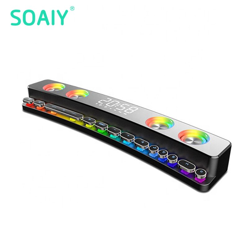 SOAIY SOAIY藍牙無線音箱soundbar電腦音箱音樂pc條形音箱RGB燈光SH39音箱