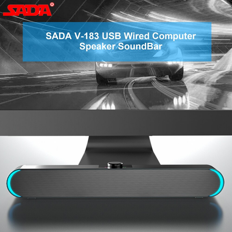 SADA V-183 USB 有線電腦音箱 SoundBar 立體聲低音炮強大的音樂播放器低音環繞音箱 3.5 毫米音頻輸入