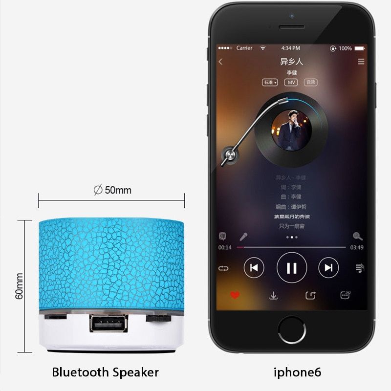 藍牙迷你音箱無線音箱彩色 LED TF 卡 USB 低音炮便攜式 MP3 音樂音柱適用於 PC 手機