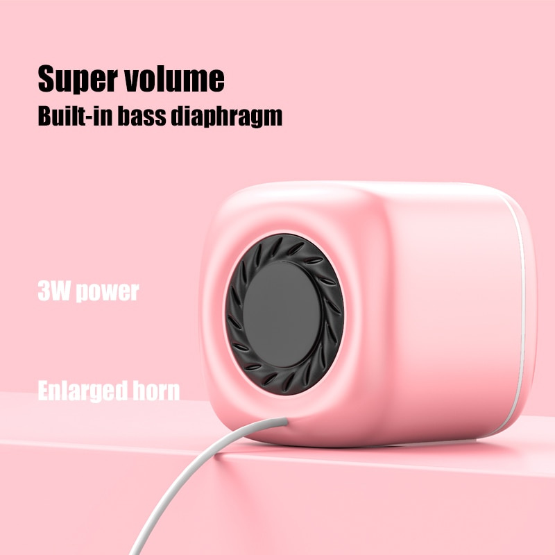 粉色電腦音箱低音增強音箱低音炮彩色 USB 供電 AUX 輸入揚聲器