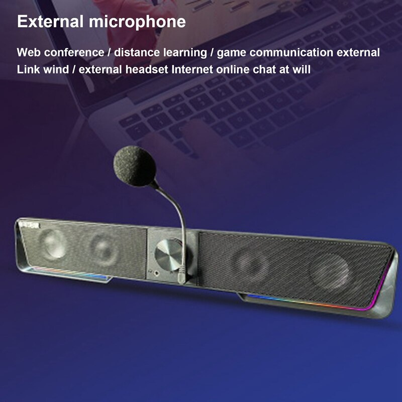 電腦音箱無線藍牙 5.0 桌面音箱 RGB 照明條形音箱適用於筆記本電腦台式電腦低音炮