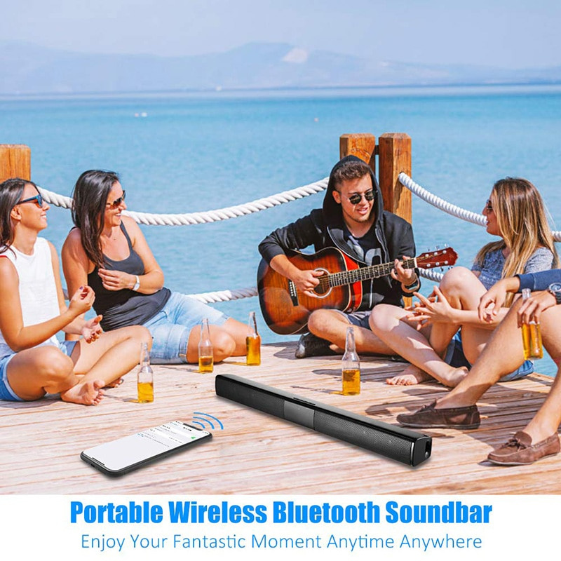 Soundbar，20W 電視條形音箱有線和無線藍牙家庭環繞聲條，適用於 PC 影院電視揚聲器