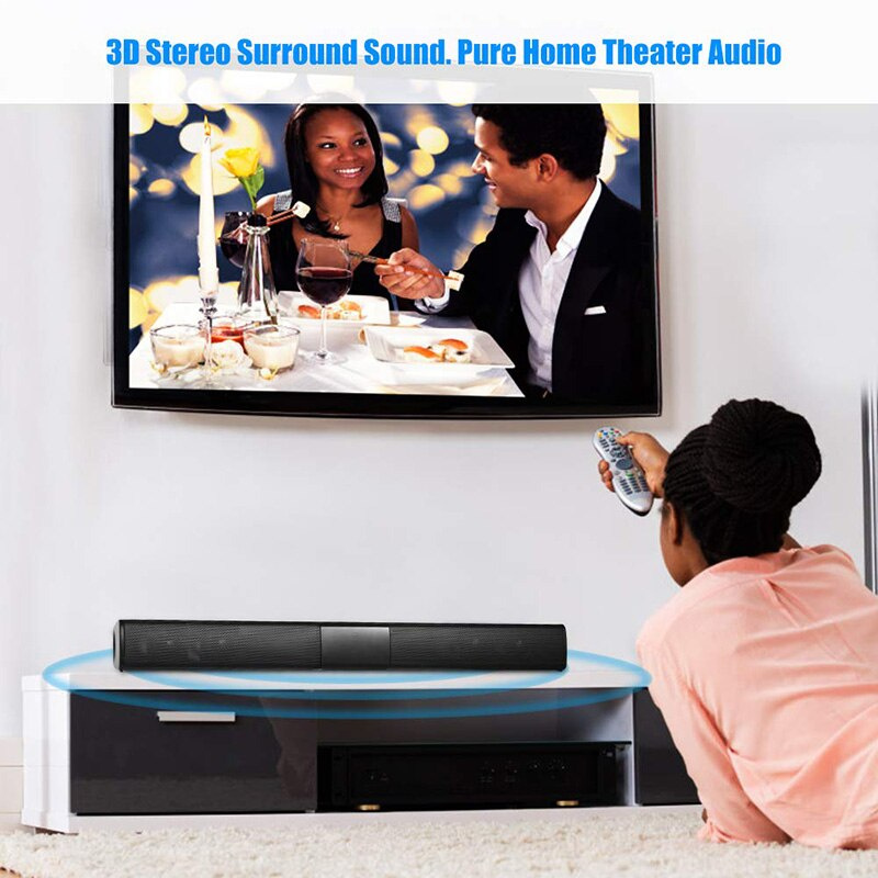Soundbar，20W 電視條形音箱有線和無線藍牙家庭環繞聲條，適用於 PC 影院電視揚聲器