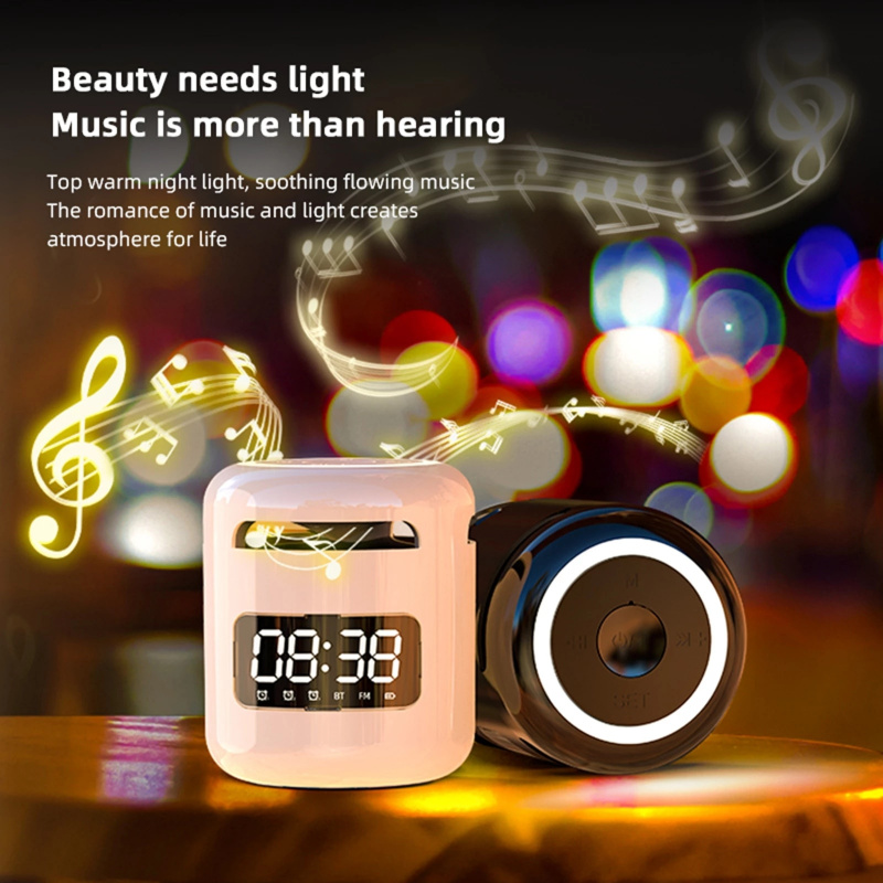 Lefon 便攜式藍牙音箱立體聲音樂低音炮無線揚聲器 LED 夜燈鬧鐘 FM 收音機適用於 PC 電話