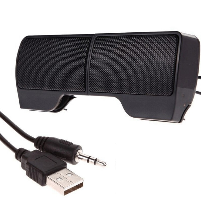 適用於筆記本電腦 台式機 平板電腦的便攜式迷你夾式 USB 條形音箱 - 黑色條形音箱有源藍牙揚聲器低音炮