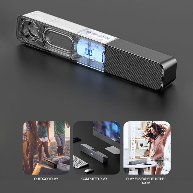 藍牙音箱 Pro 便攜式無線電腦條形音箱帶雙揚聲器 5.0 20W 大聲立體聲帶 SD USB AUX 端口