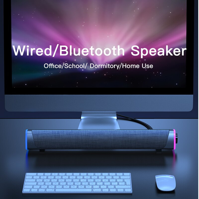 全新 2022 4D 電腦音箱條形立體聲立體聲低音炮有線藍牙音箱適用於 Macbook 筆記本電腦音樂播放器雙揚聲器