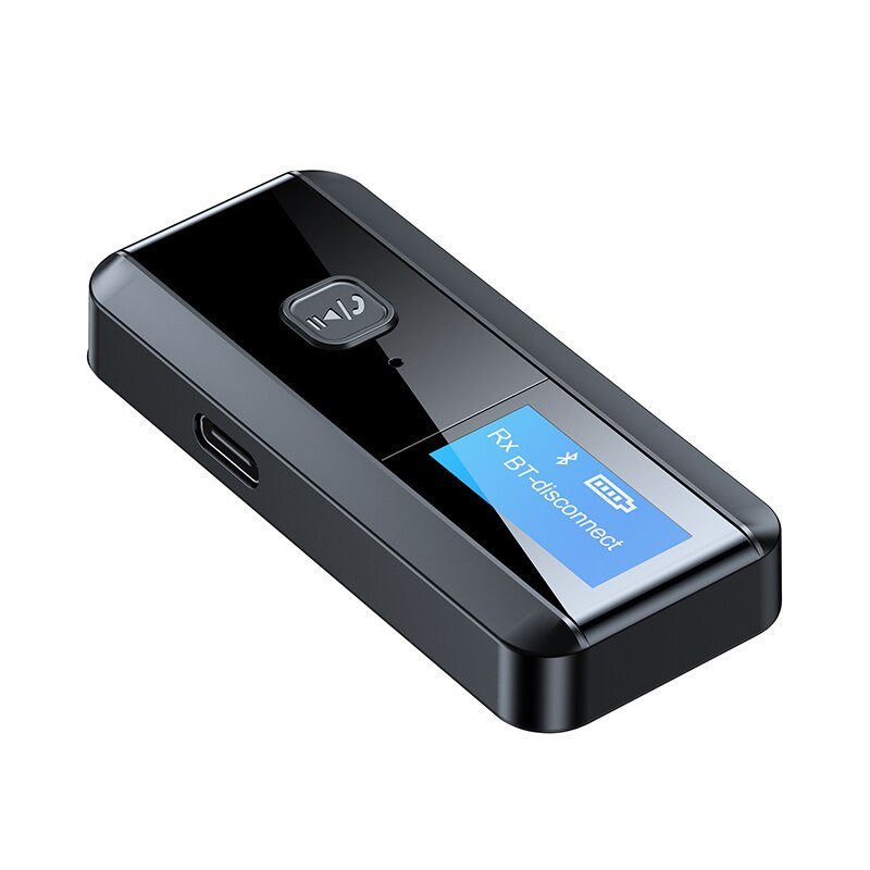 藍牙 5.0 音頻接收器發射器 2 合 1 帶 LCD 顯示屏 USB3.5MM AUX 立體聲無線適配器適用於電視 PC 汽車揚聲器