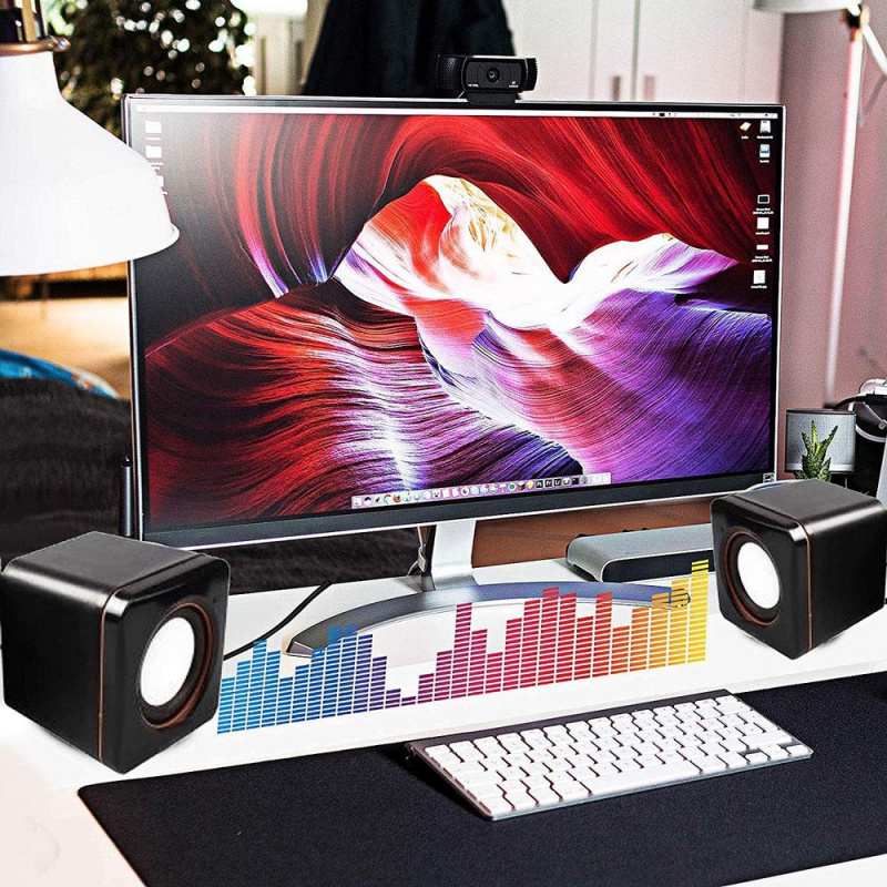 便攜式電腦音箱 USB 供電桌面迷你音箱低音音樂播放器系統有線小音箱