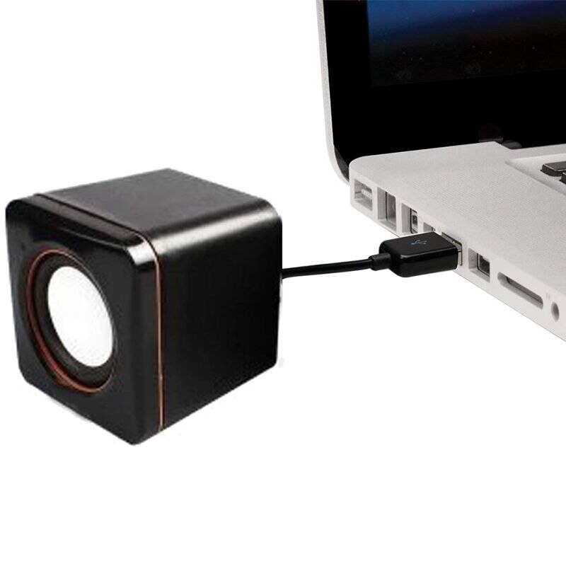 黑色便攜式迷你立體聲揚聲器 USB 3.5 毫米音頻插孔筆記本電腦台式電腦揚聲器音量調節