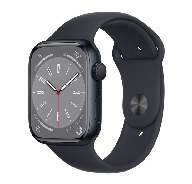Apple Watch Series 8 GPS 45mm 午夜暗色鋁金屬錶殼配運動錶帶