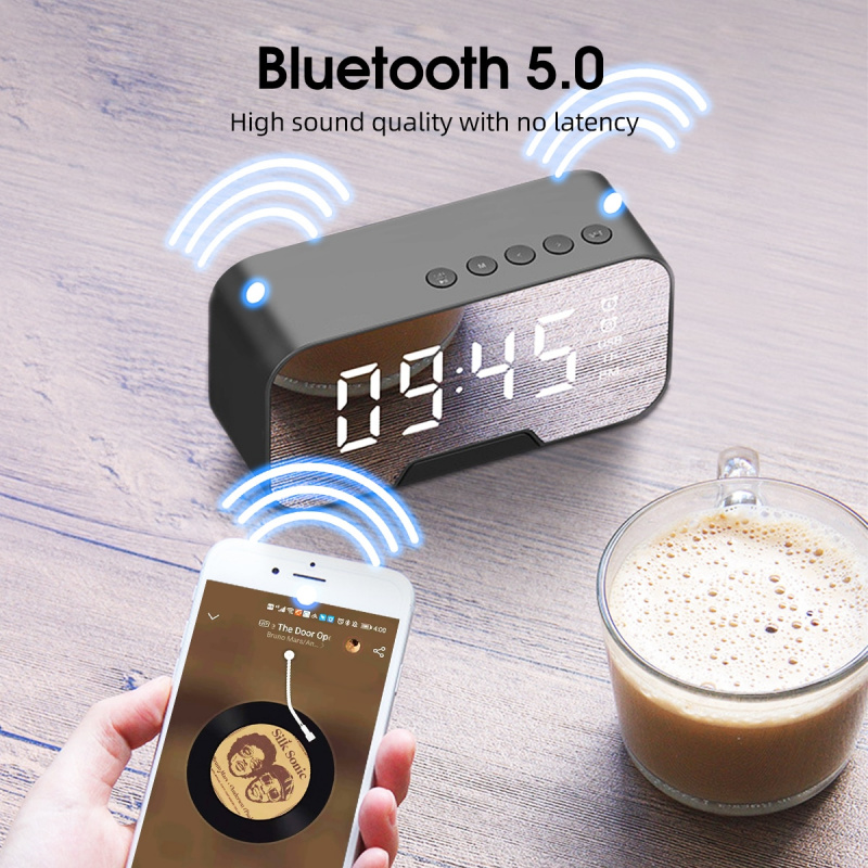 G50 無線藍牙音箱帶 FM 收音機迷你便攜式插卡鏡子鬧鐘聲音雙鬧鐘設置適用於所有手機
