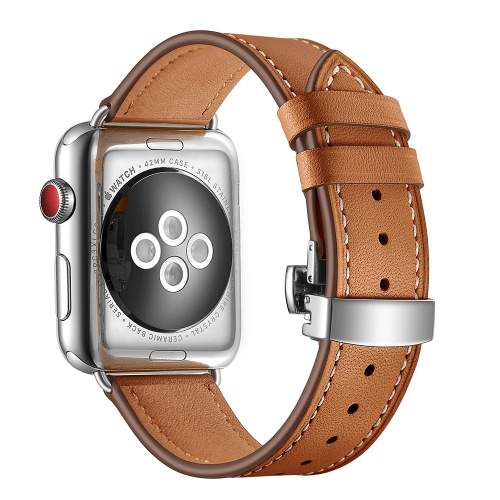 適用於 Apple Watch 錶帶真皮錶帶 Apple Watch 7 6 5 4 3 2 1 SE 45mm 41mm 蝴蝶扣錶帶適用於 iWatch 44 40mm 42 38