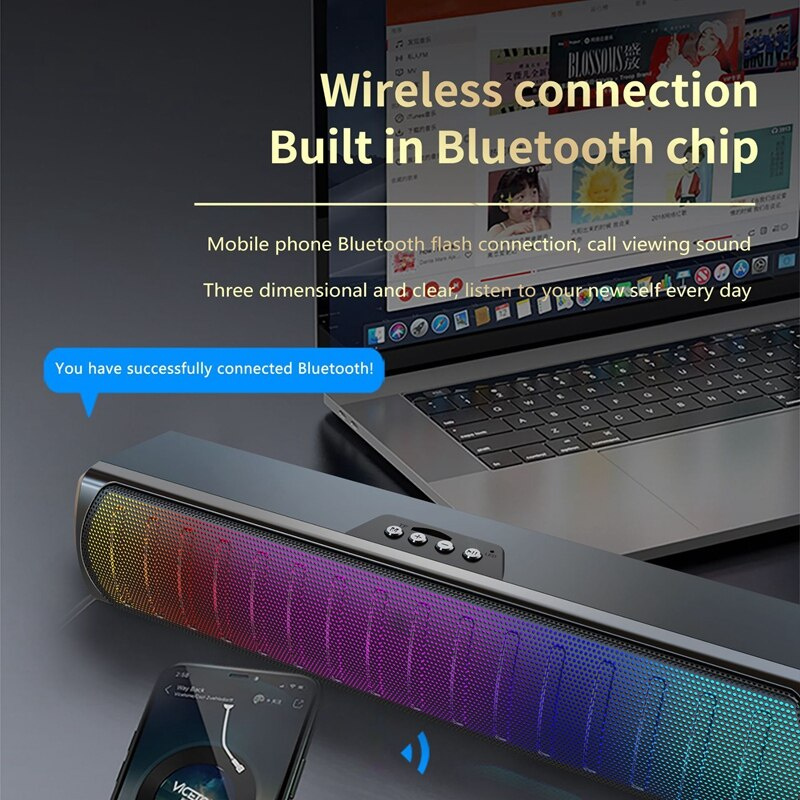 USB炫彩電腦音箱低音炮無線音響LED桌面藍牙音箱家用桌面音箱