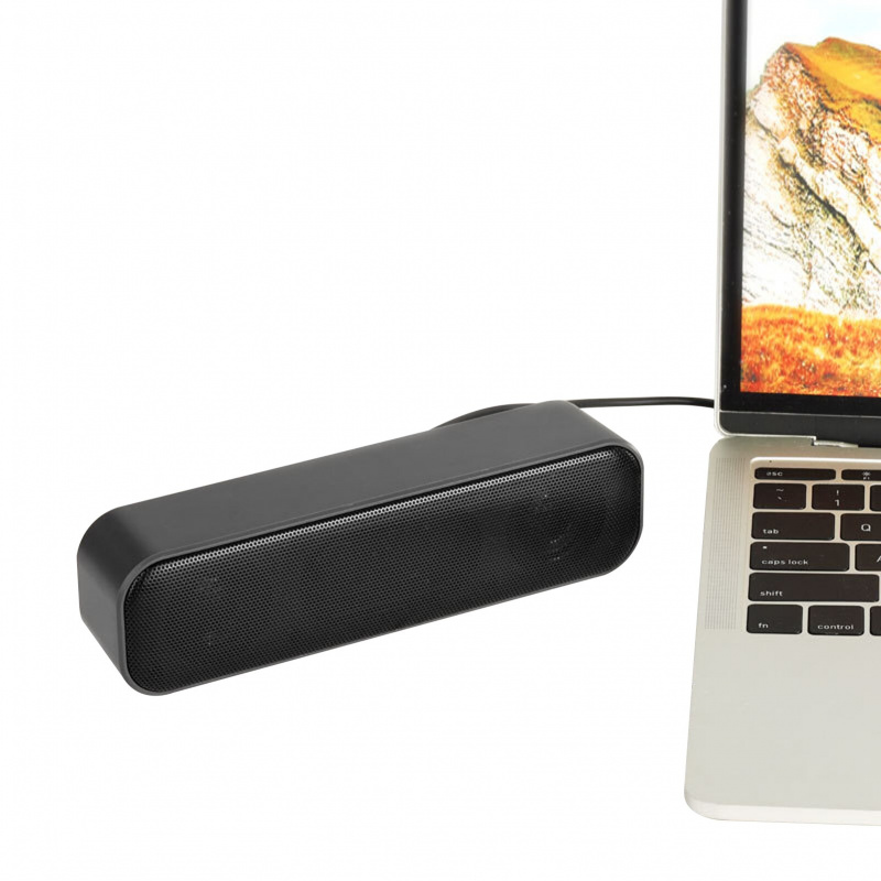 USB 供電迷你條形音箱有線立體聲揚聲器迷你條形音箱立體聲 3D 聲音沉浸式場景體驗適用於電腦桌面