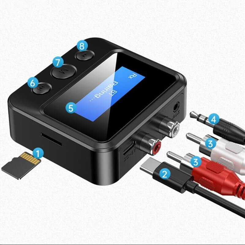 藍牙 5.0 發射器接收器 EDR 無線適配器 USB 加密狗 3.5 毫米 AUX RCA 適用於電視 PC 耳機揚聲器