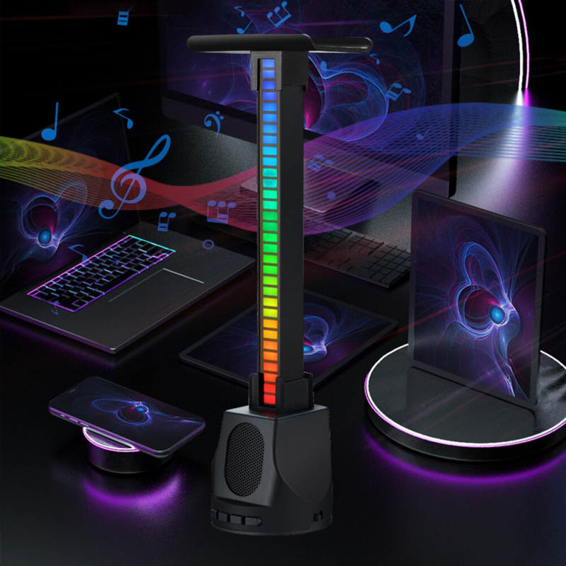 RGB 燈耳機支架拾音燈揚聲器帶支架耳機支架適用於所有耳機遊戲玩家遊戲 PC 配件桌面
