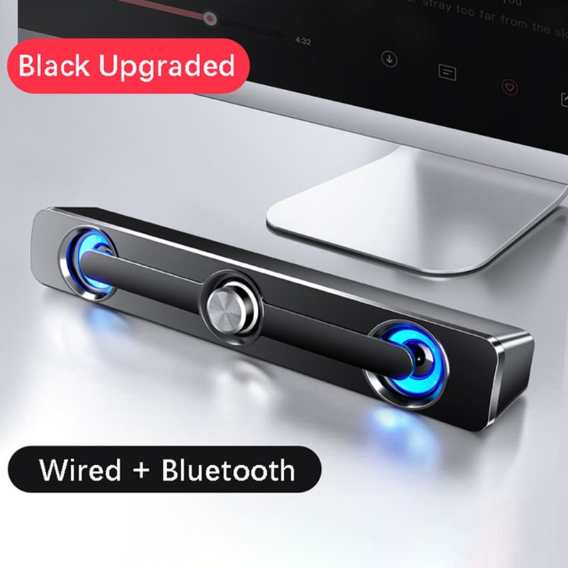 有線 USB+無線藍牙電腦音箱條形立體聲低音炮低音揚聲器環繞音箱適用於 PC 筆記本電腦手機電視平板電腦