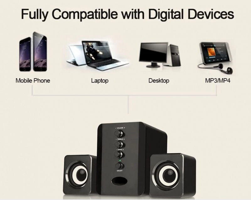 組合音箱 USB 有線低音立體聲音樂播放器 PC 智能手機立體聲揚聲器低音炮音箱